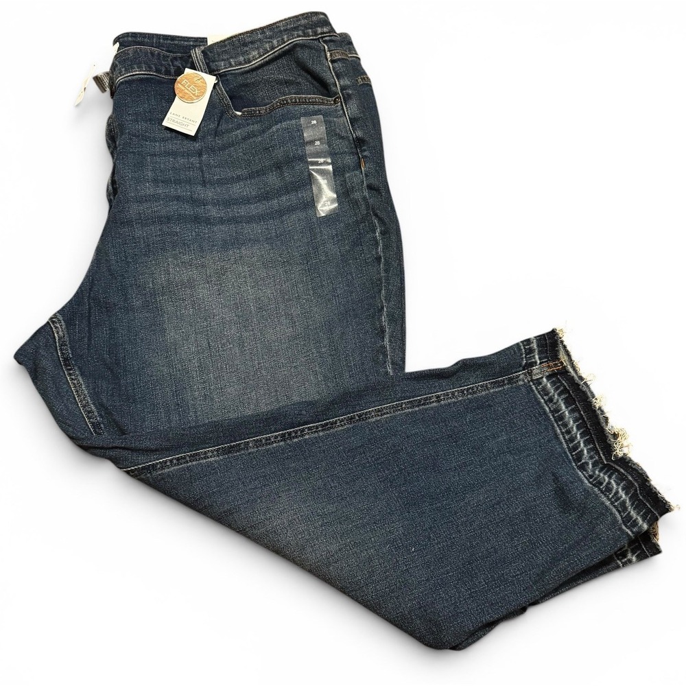 Lane Bryant Straight Crop Jeans Womens Size 28 Dark Wash Raw Hem NWT